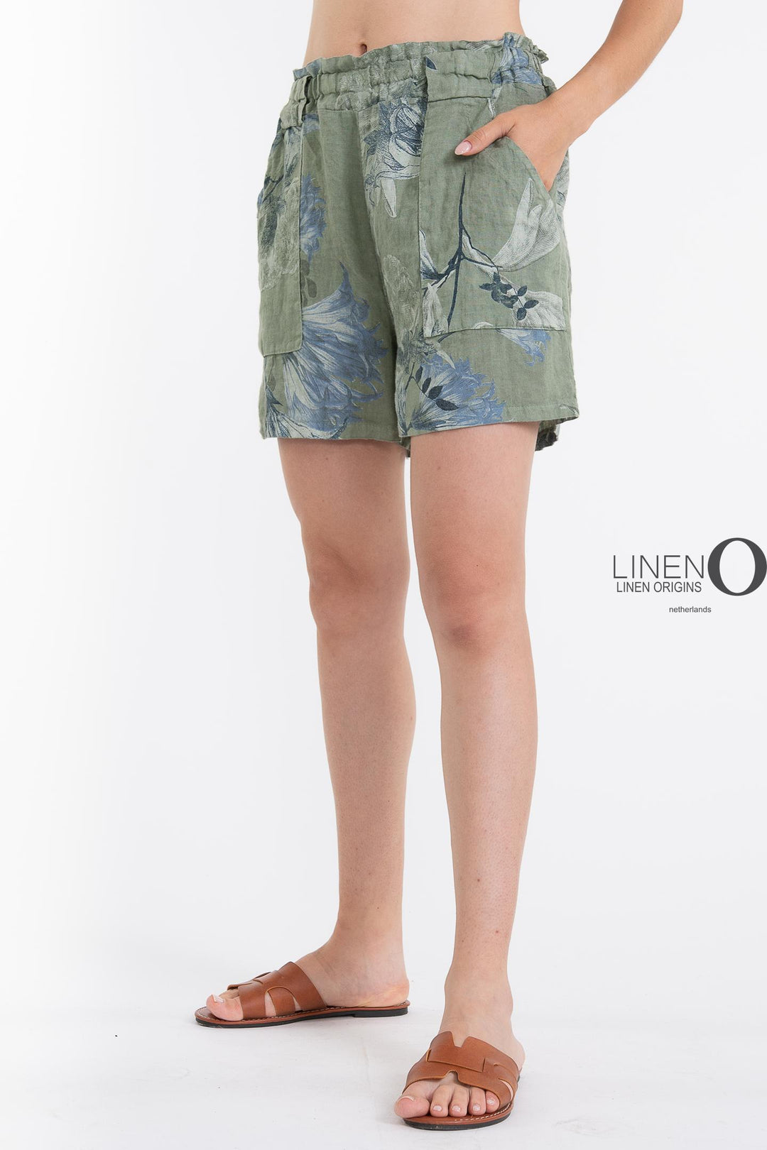 French Linen Shorts Print - Breathable Naturals | Glam & Fame Clothing