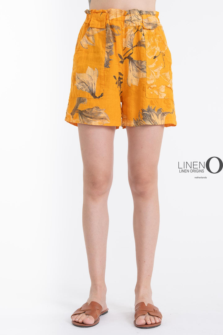 French Linen Shorts Print - Breathable Naturals | Glam & Fame Clothing