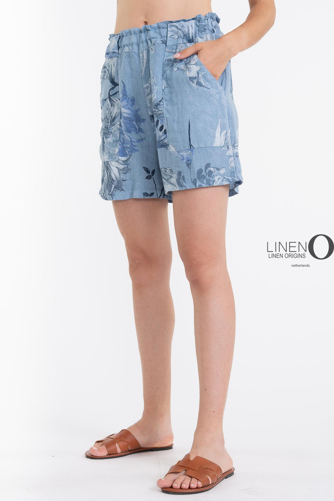 French Linen Shorts Print - Breathable Naturals | Glam & Fame Clothing