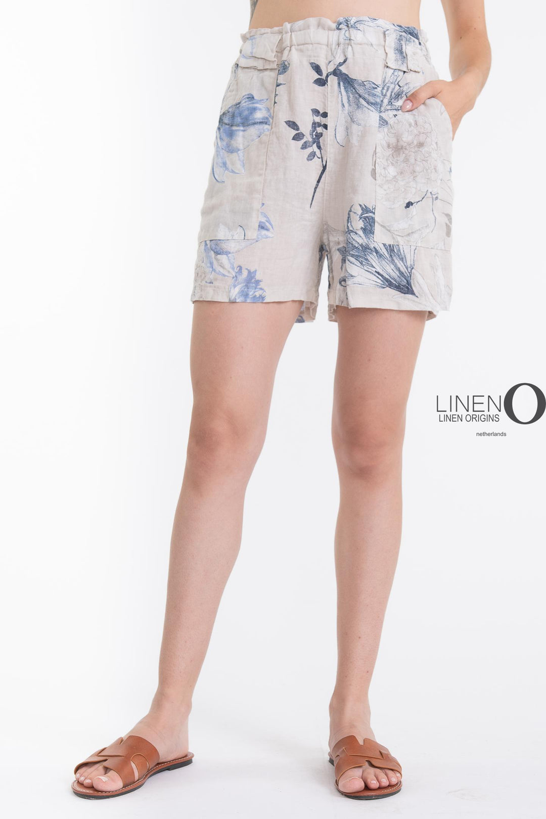 French Linen Shorts Print - Breathable Naturals | Glam & Fame Clothing