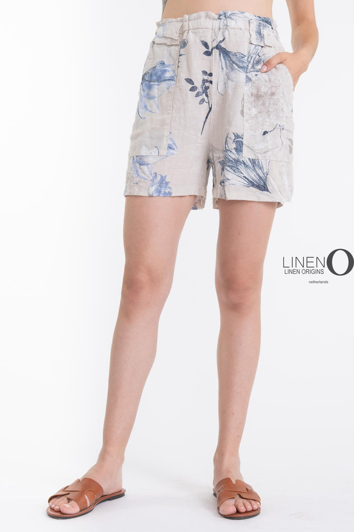 French Linen Shorts Print - Breathable Naturals | Glam & Fame Clothing