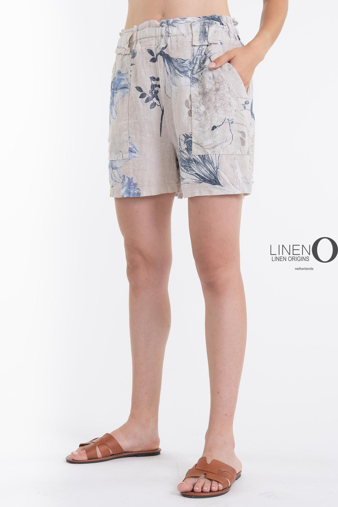 French Linen Shorts Print - Breathable Naturals | Glam & Fame Clothing