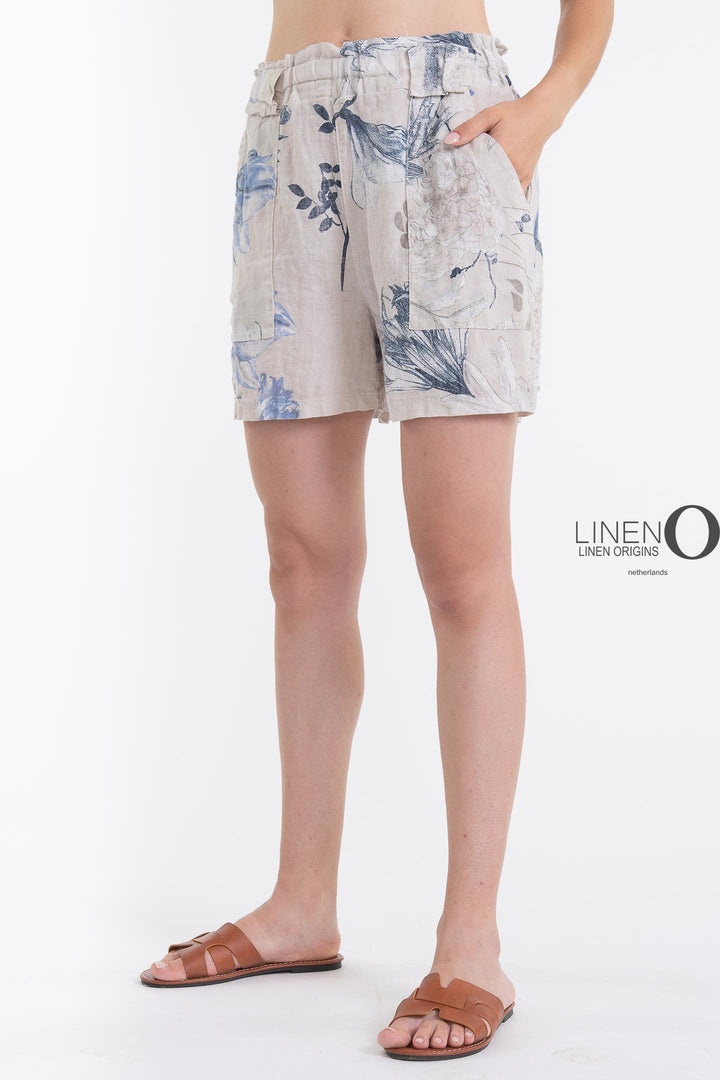 French Linen Shorts Print - Breathable Naturals | Glam & Fame Clothing