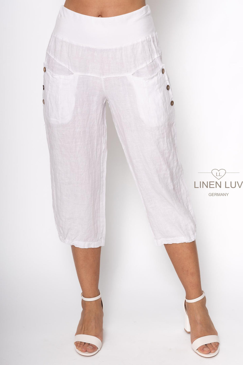 Premium Woven French Linen Capri - Breathable Naturals | Glam & Fame Clothing
