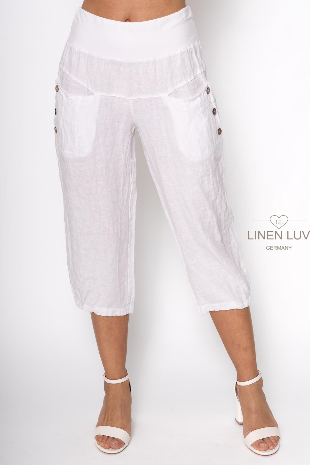 Premium Woven French Linen Capri - Breathable Naturals | Glam & Fame Clothing