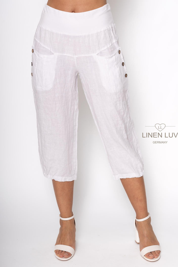 Premium Woven French Linen Capri - Breathable Naturals | Glam & Fame Clothing