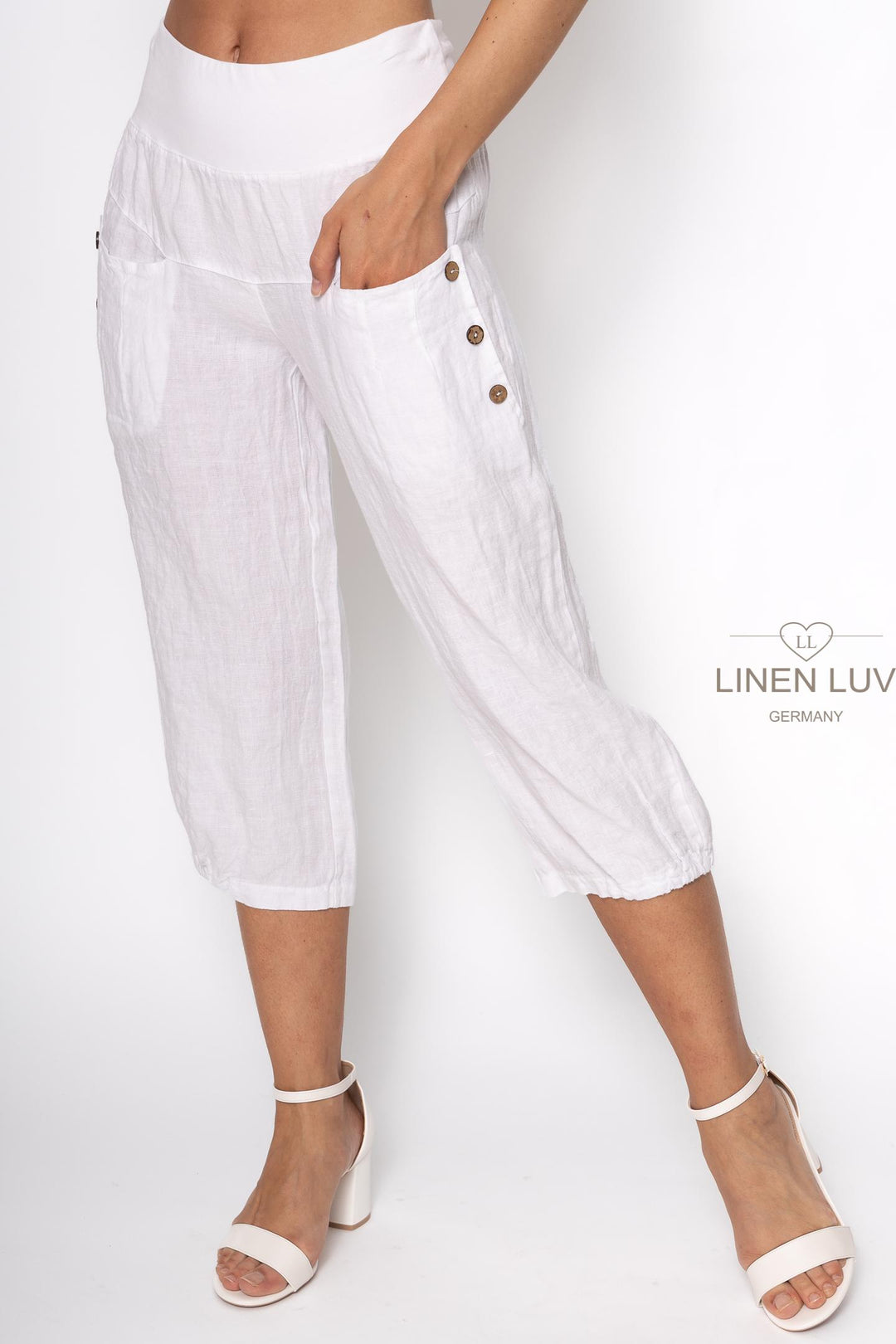 Premium Woven French Linen Capri - Breathable Naturals | Glam & Fame Clothing