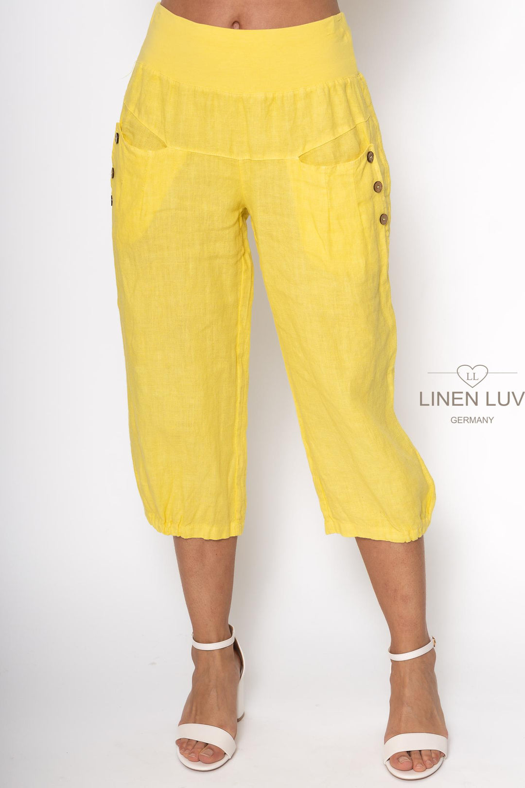 Premium Woven French Linen Capri - Breathable Naturals | Glam & Fame Clothing