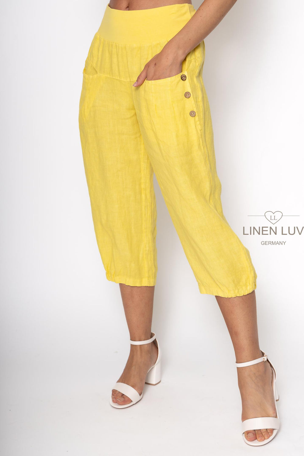 Premium Woven French Linen Capri - Breathable Naturals | Glam & Fame Clothing