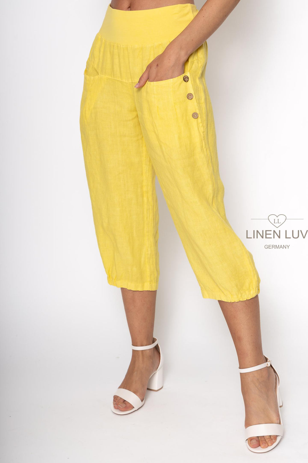 Premium Woven French Linen Capri - Breathable Naturals | Glam & Fame Clothing