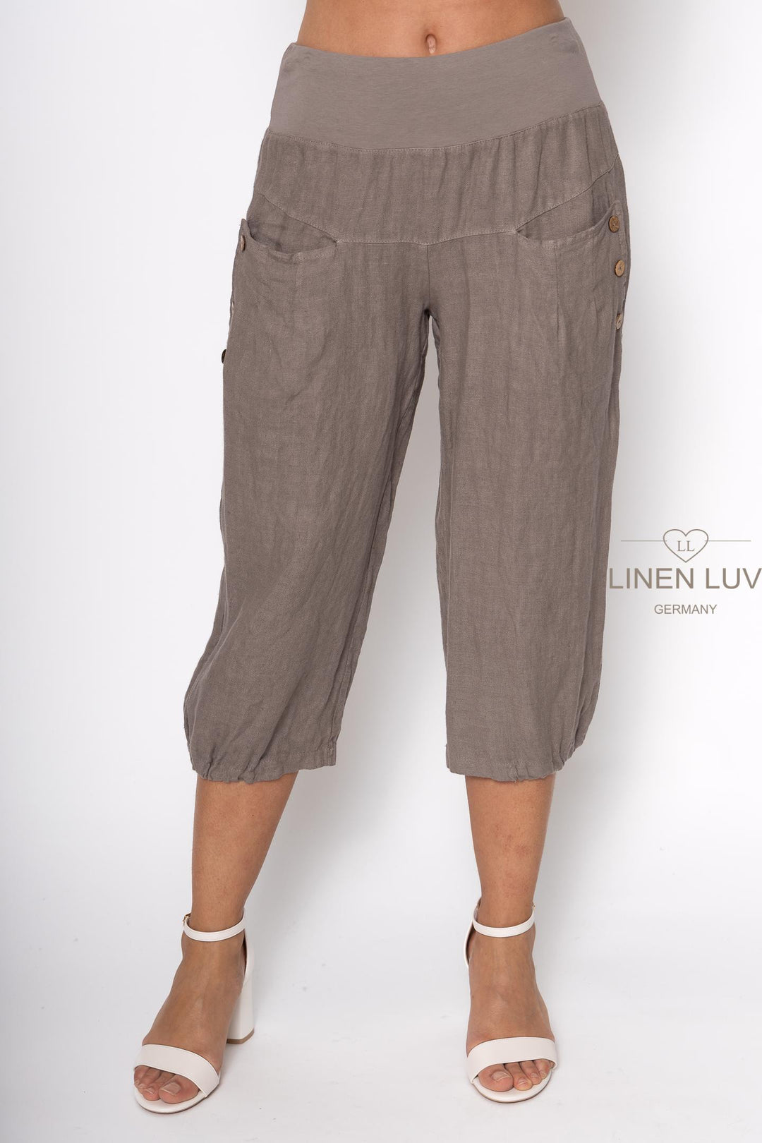 Premium Woven French Linen Capri - Breathable Naturals | Glam & Fame Clothing