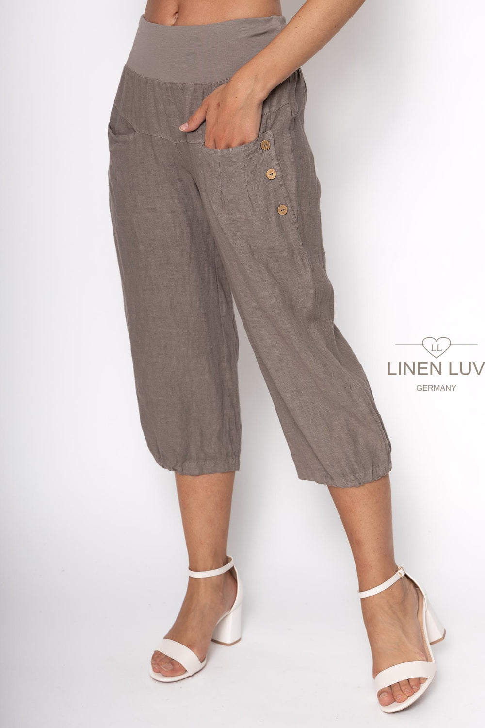 Premium Woven French Linen Capri - Breathable Naturals | Glam & Fame Clothing