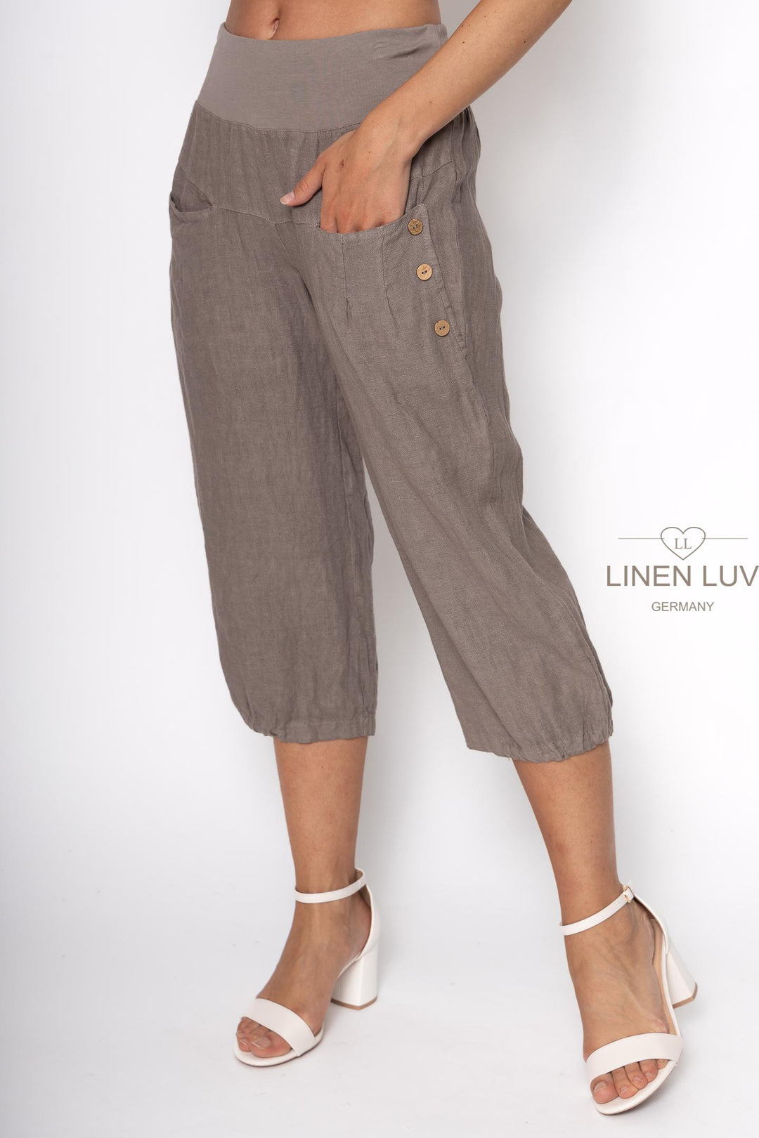 Premium Woven French Linen Capri - Breathable Naturals | Glam & Fame Clothing