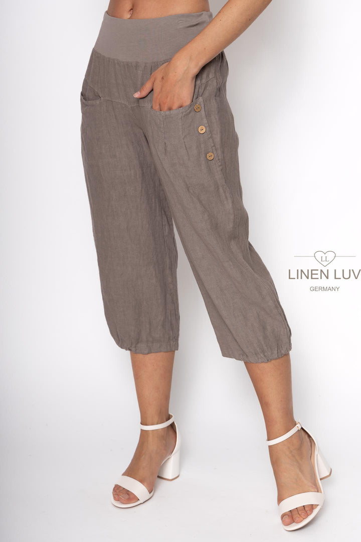 Premium Woven French Linen Capri - Breathable Naturals | Glam & Fame Clothing