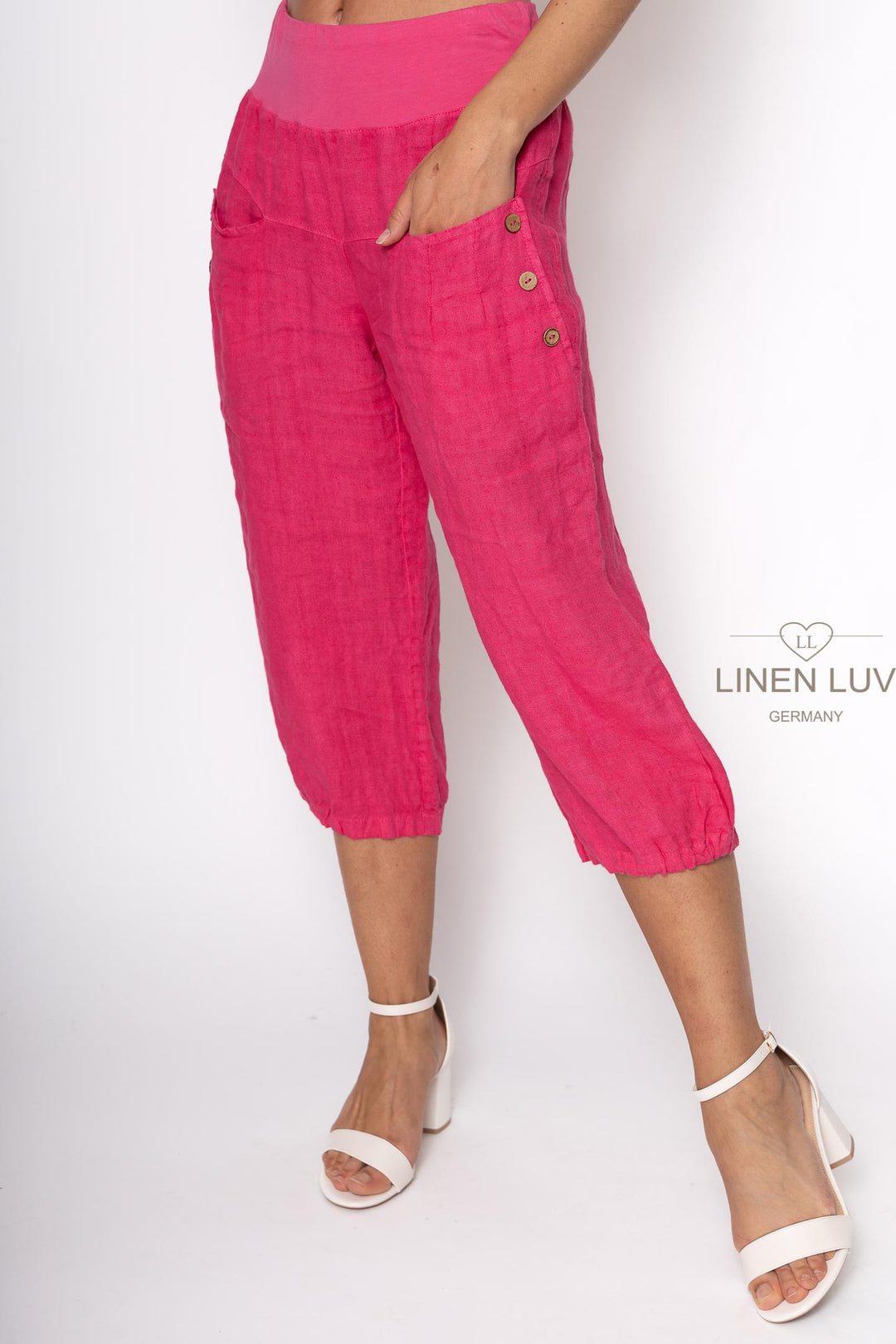 Premium Woven French Linen Capri - Breathable Naturals | Glam & Fame Clothing