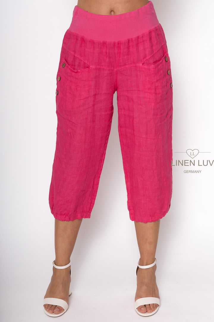 Premium Woven French Linen Capri - Breathable Naturals | Glam & Fame Clothing