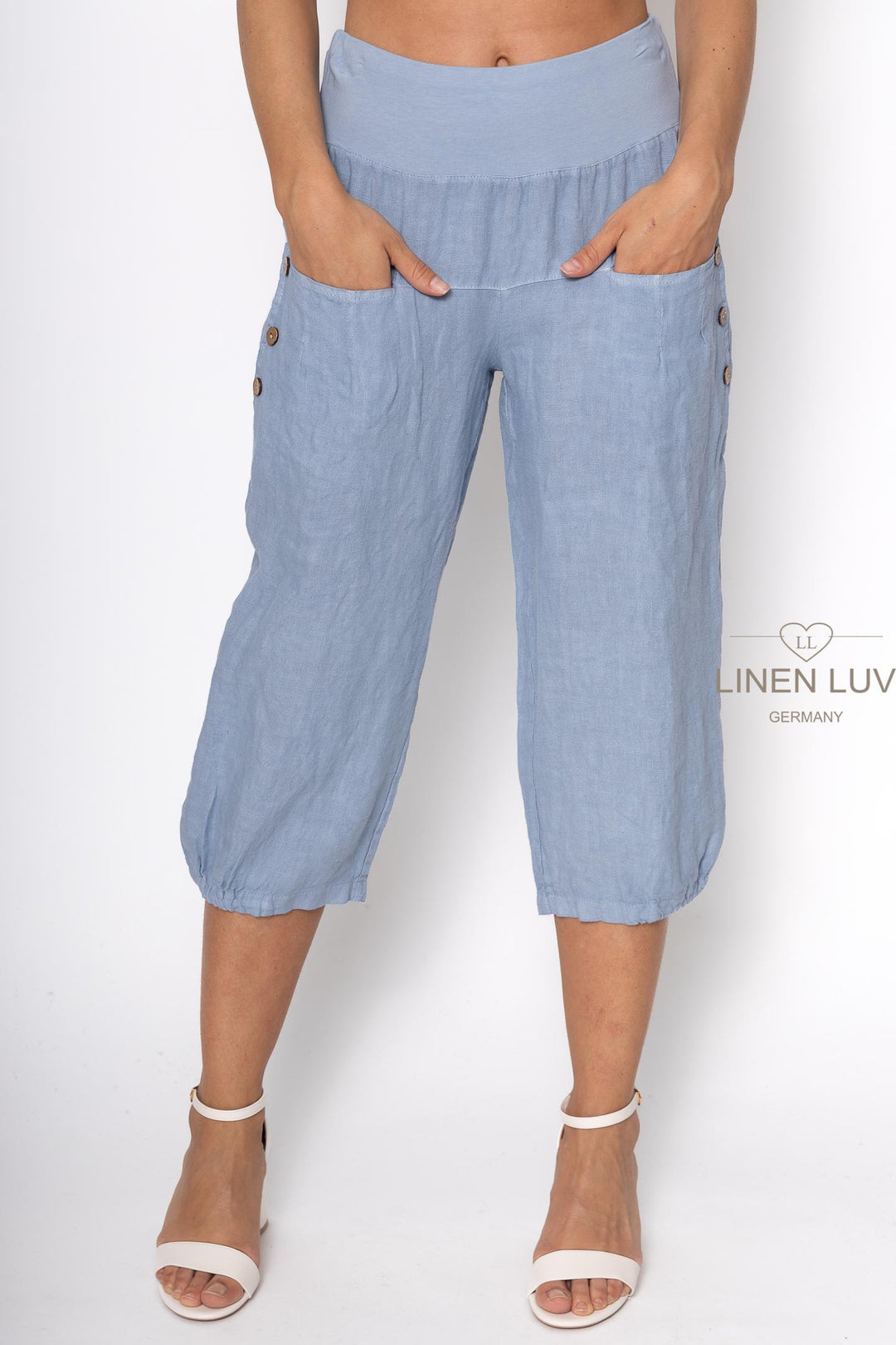 Premium Woven French Linen Capri - Breathable Naturals | Glam & Fame Clothing