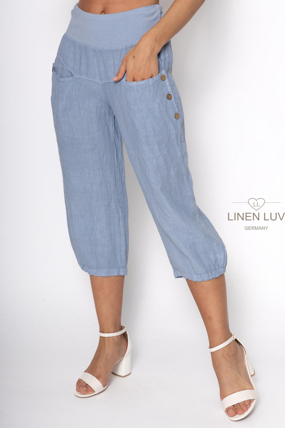 Premium Woven French Linen Capri - Breathable Naturals | Glam & Fame Clothing