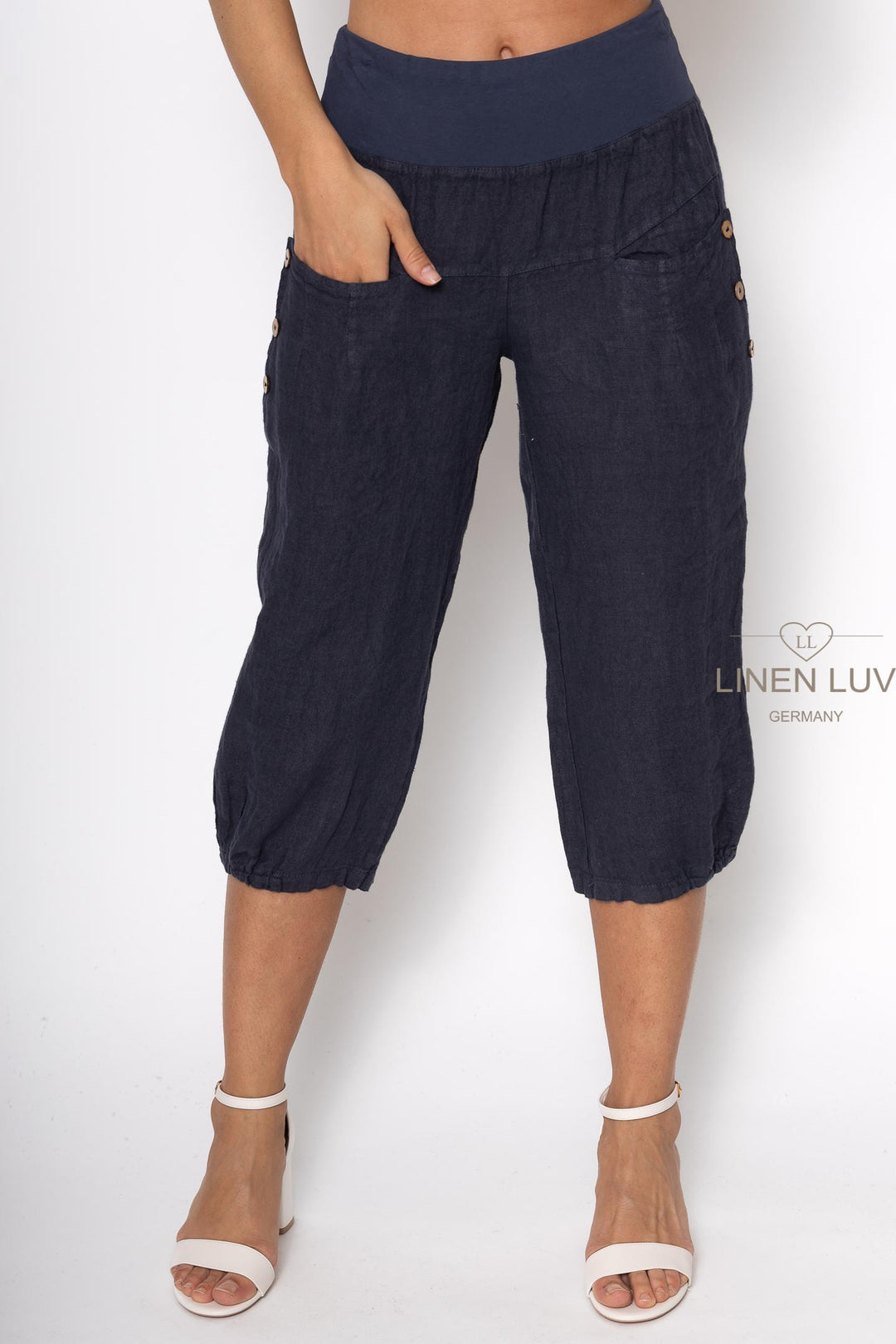 Premium Woven French Linen Capri - Breathable Naturals | Glam & Fame Clothing