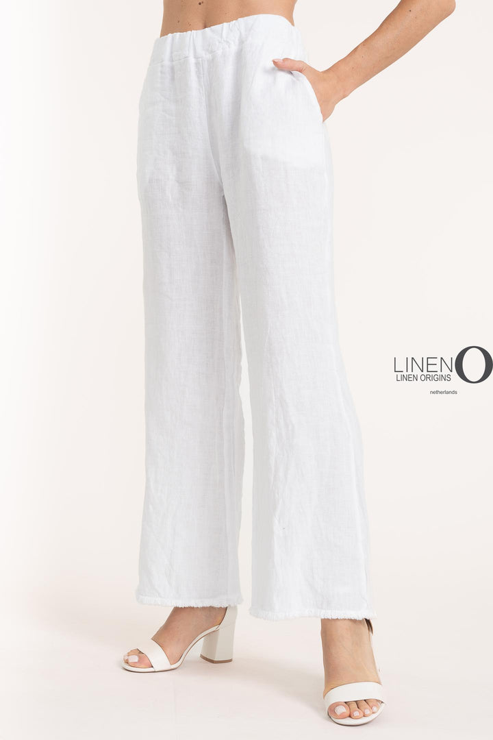 French Linen Pant Heavy Gauge Fringe Accents - Breathable Naturals | Glam & Fame Clothing