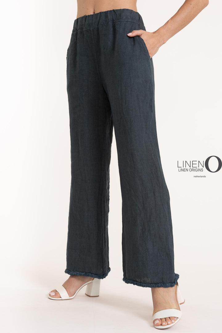 French Linen Pant Heavy Gauge Fringe Accents - Breathable Naturals | Glam & Fame Clothing