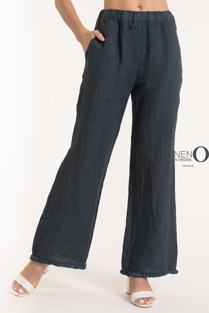 French Linen Pant Heavy Gauge Fringe Accents - Breathable Naturals | Glam & Fame Clothing