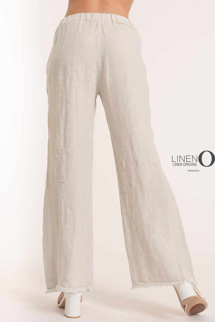 French Linen Pant Heavy Gauge Fringe Accents - Breathable Naturals | Glam & Fame Clothing