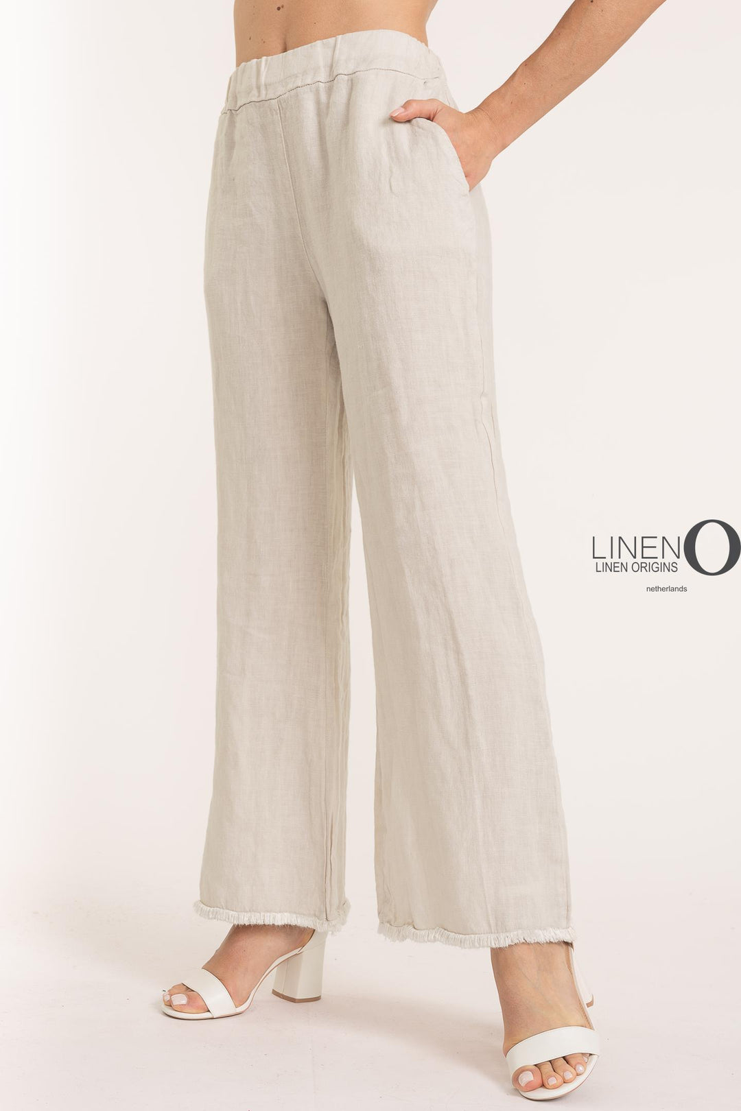 French Linen Pant Heavy Gauge Fringe Accents - Breathable Naturals | Glam & Fame Clothing