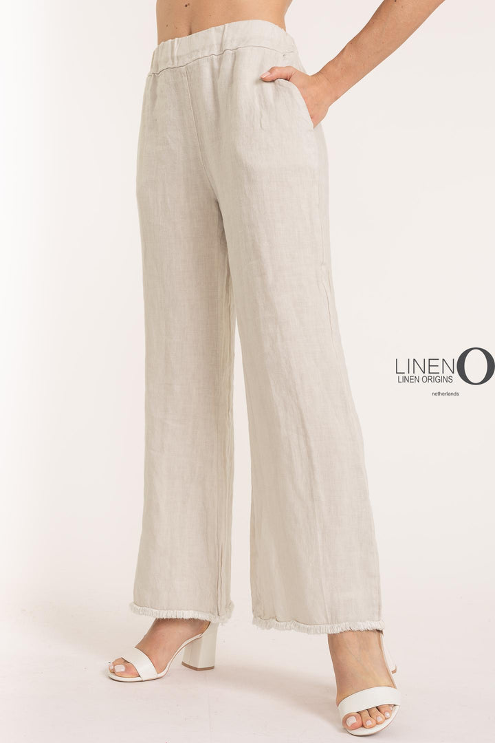 French Linen Pant Heavy Gauge Fringe Accents - Breathable Naturals | Glam & Fame Clothing