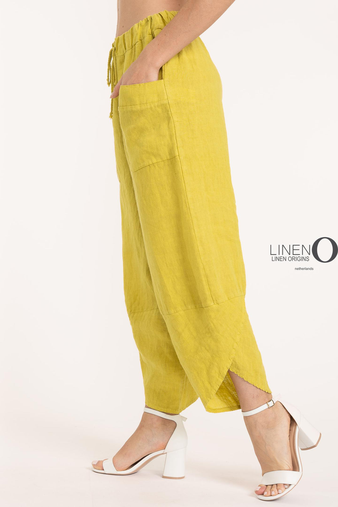 French Linen Tulip Hem Pant Premium Woven