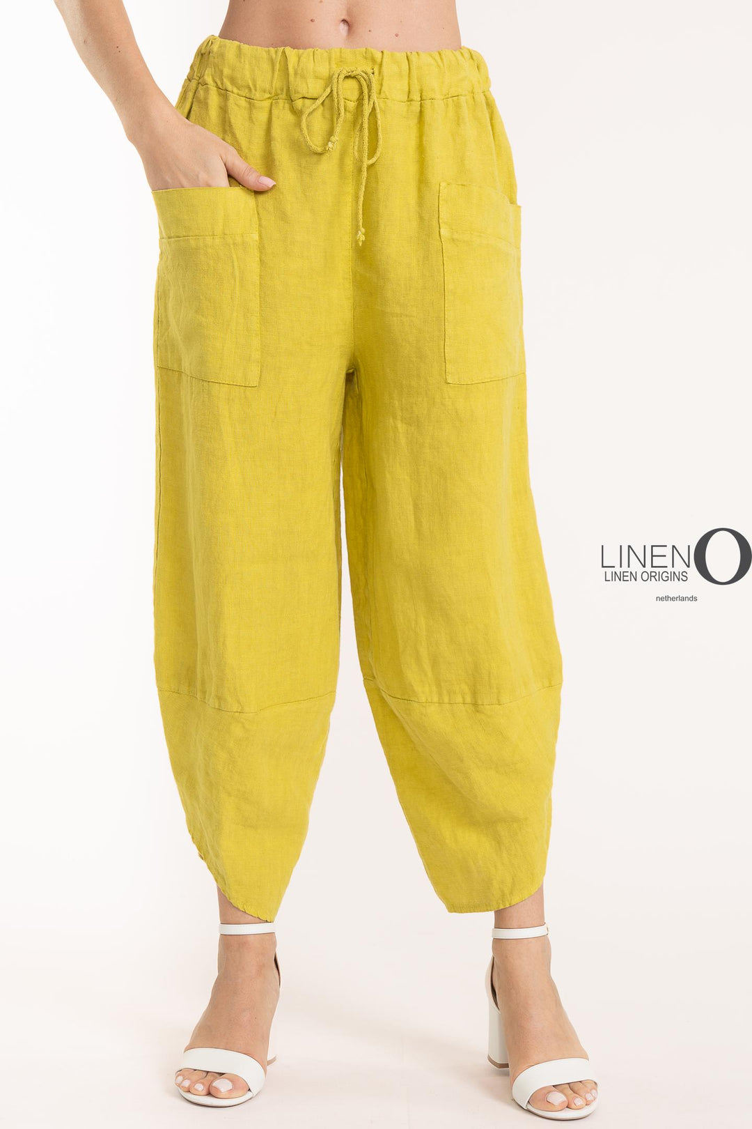 French Linen Tulip Hem Pant Premium Woven