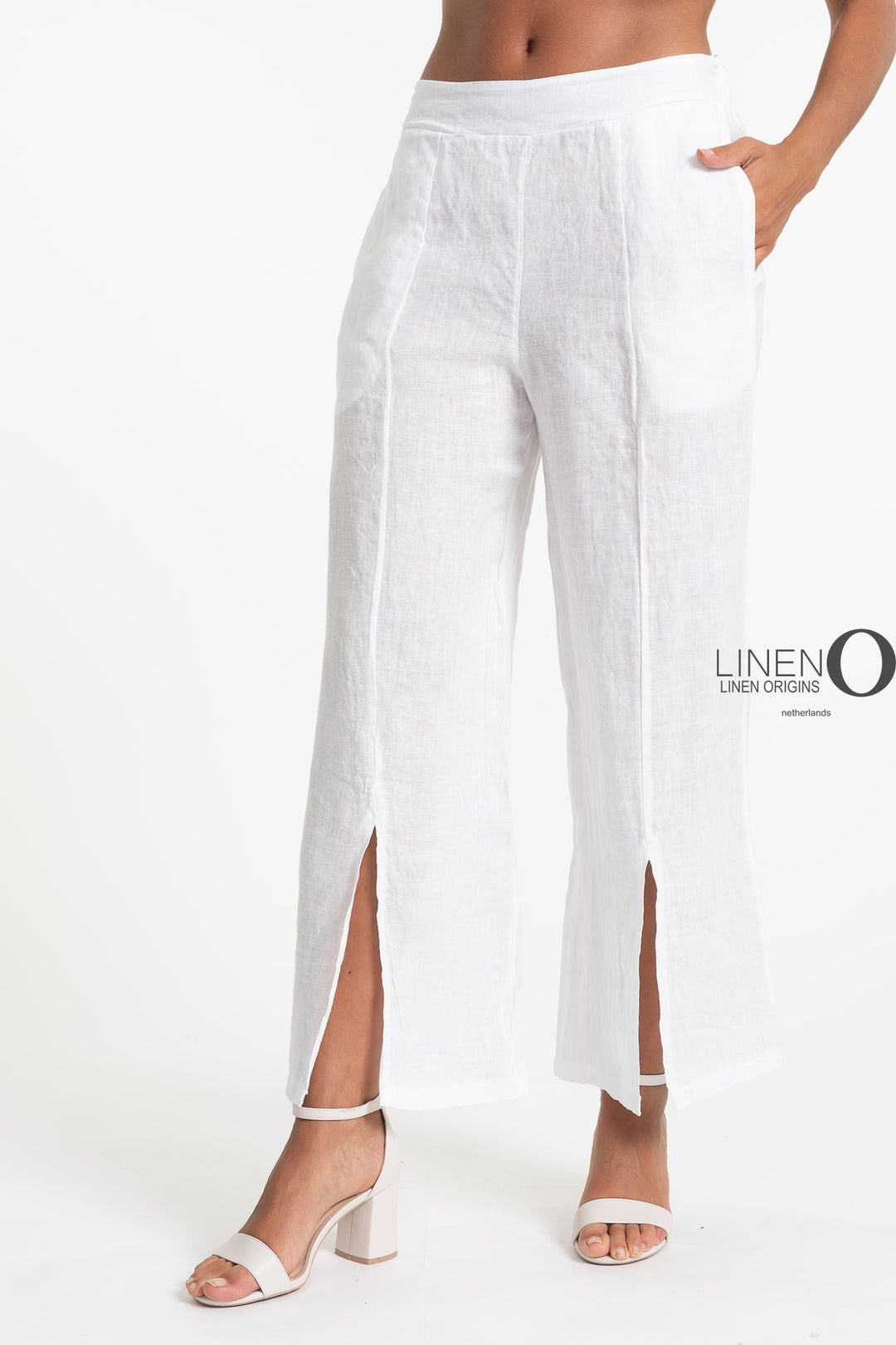 French Linen Pant Front Slits - Breathable Naturals | Glam & Fame Clothing