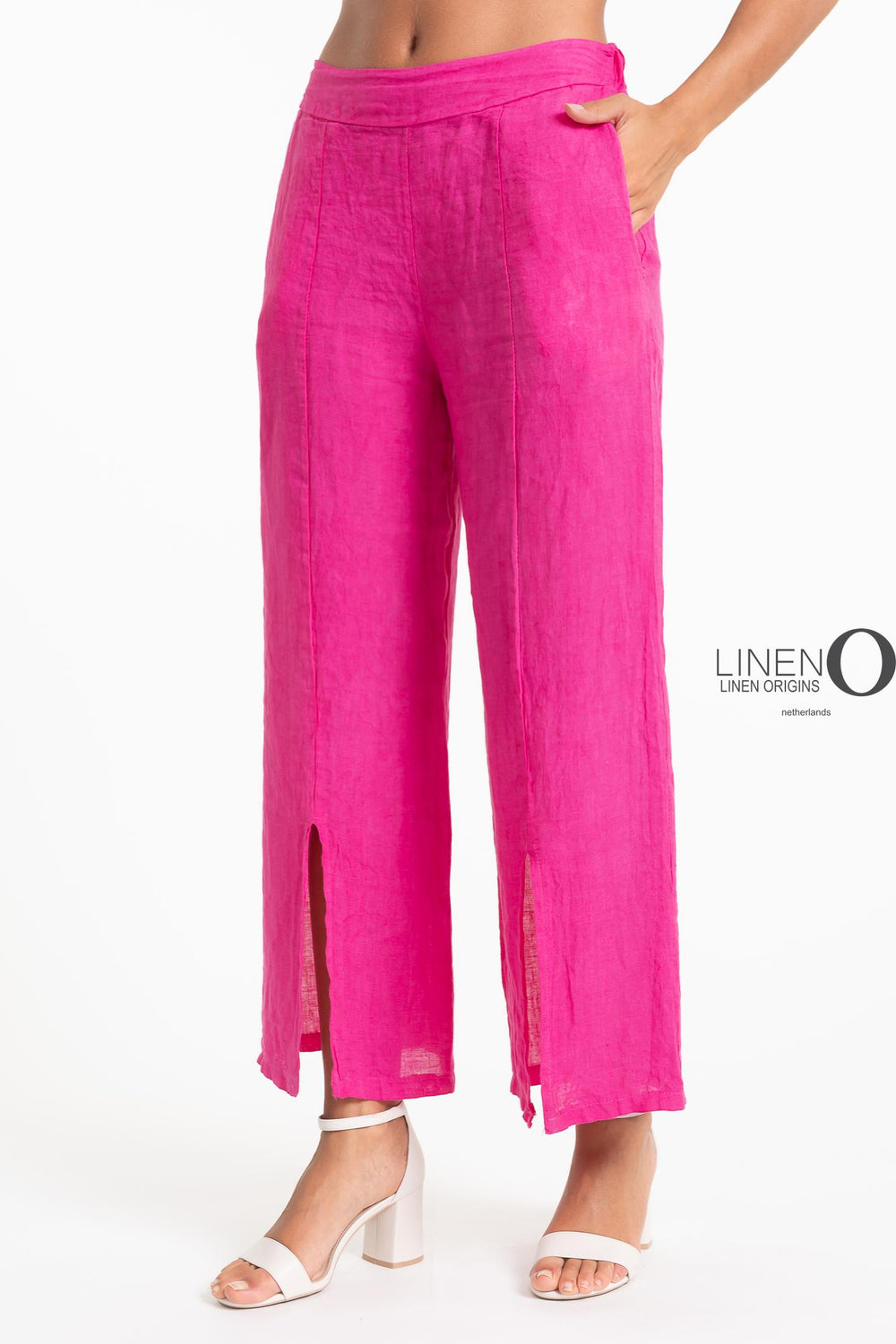 French Linen Pant Front Slits - Breathable Naturals | Glam & Fame Clothing
