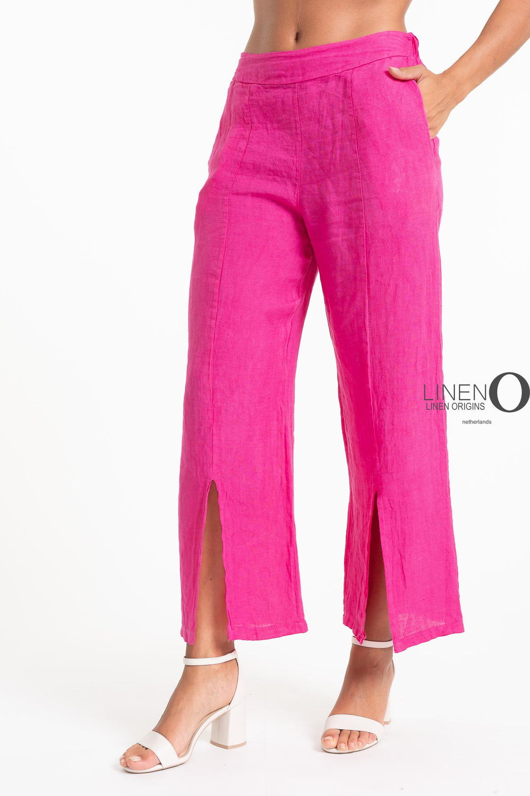 French Linen Pant Front Slits - Breathable Naturals | Glam & Fame Clothing