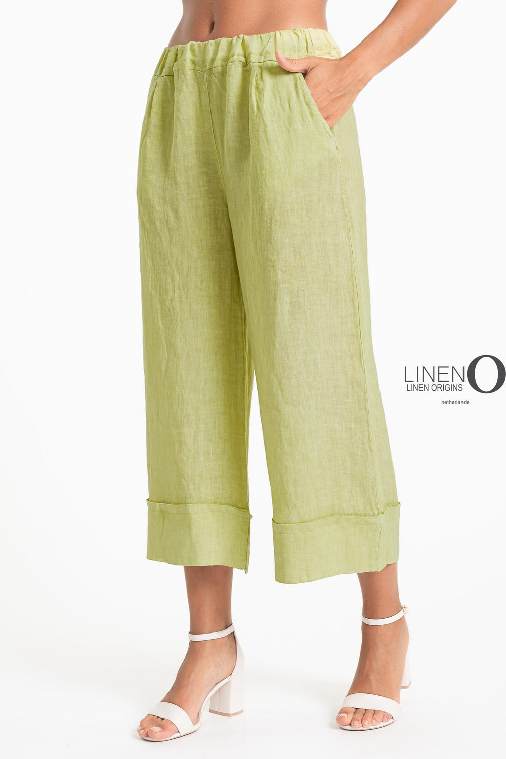French Linen Crop Palazzo Broad Cuff - Breathable Naturals | Glam & Fame Clothing