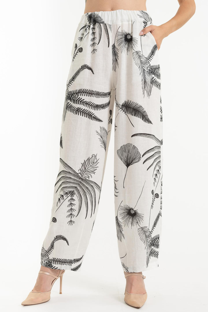 French Linen Straight Pant Print