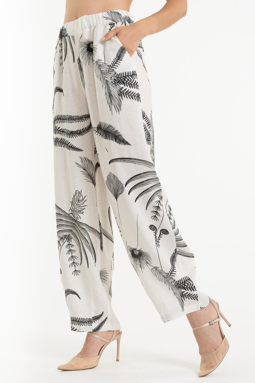 French Linen Straight Pant Print