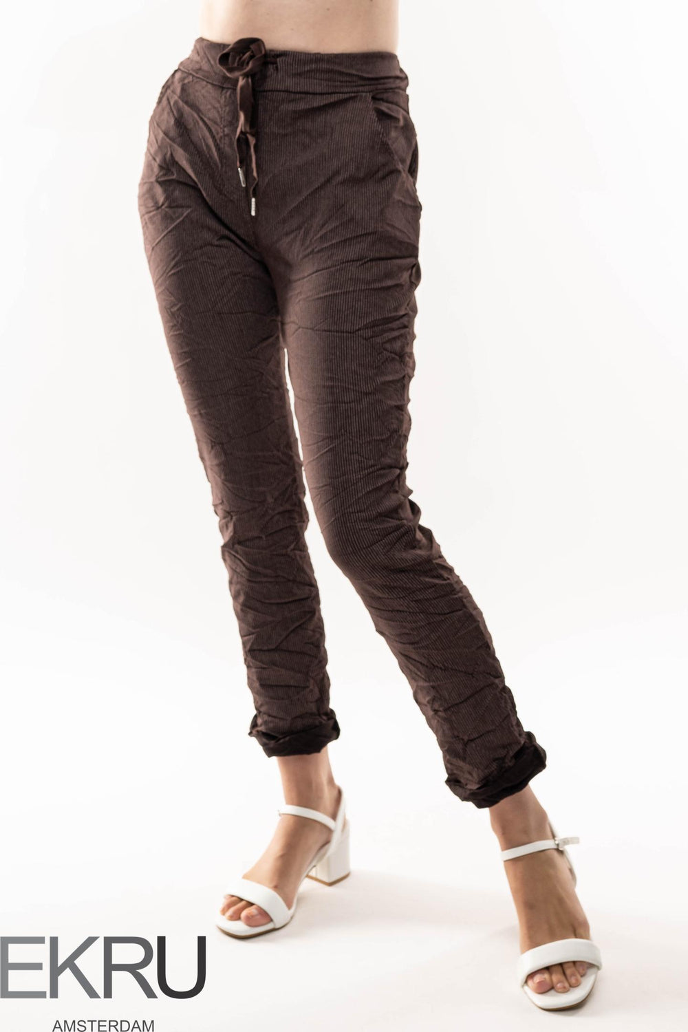 Euro Crinkle Travel Pant Stripes - Breathable Naturals | Glam & Fame Clothing