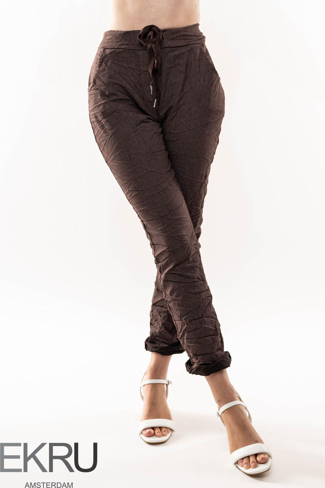 Euro Crinkle Travel Pant Stripes - Breathable Naturals | Glam & Fame Clothing