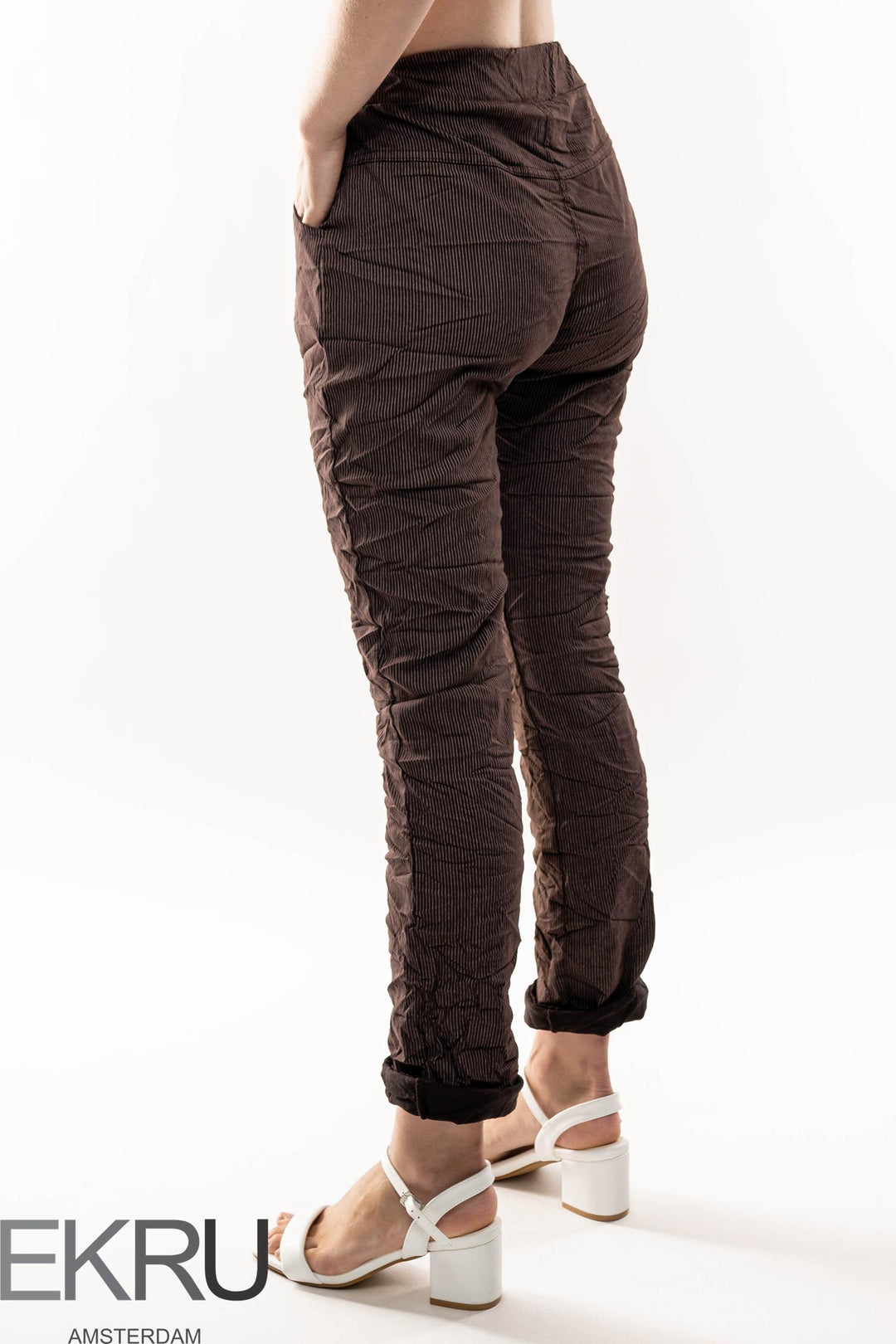 Euro Crinkle Travel Pant Stripes - Breathable Naturals | Glam & Fame Clothing