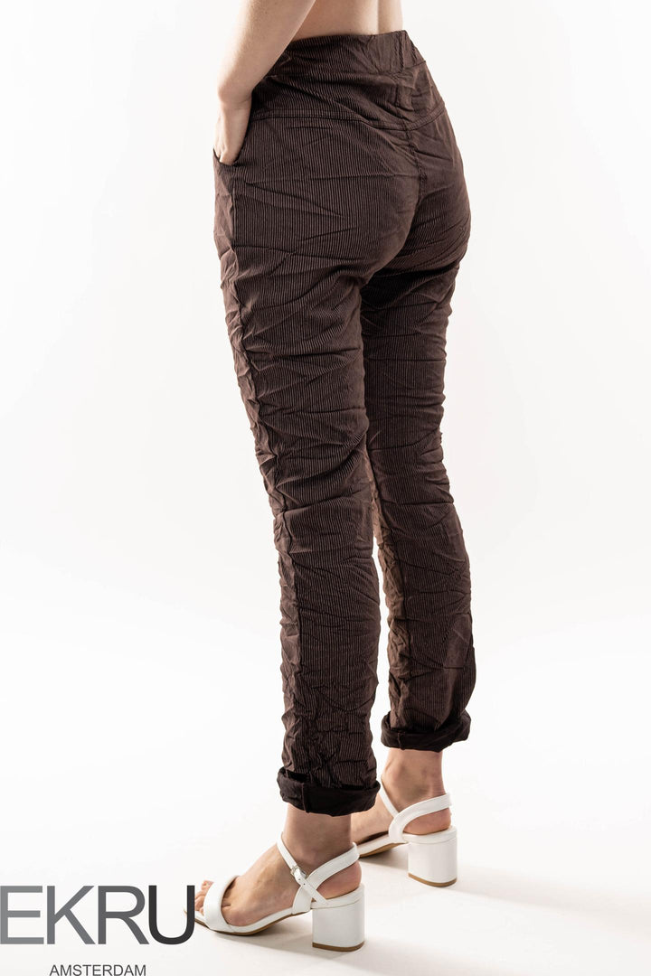 Euro Crinkle Travel Pant Stripes - Breathable Naturals | Glam & Fame Clothing