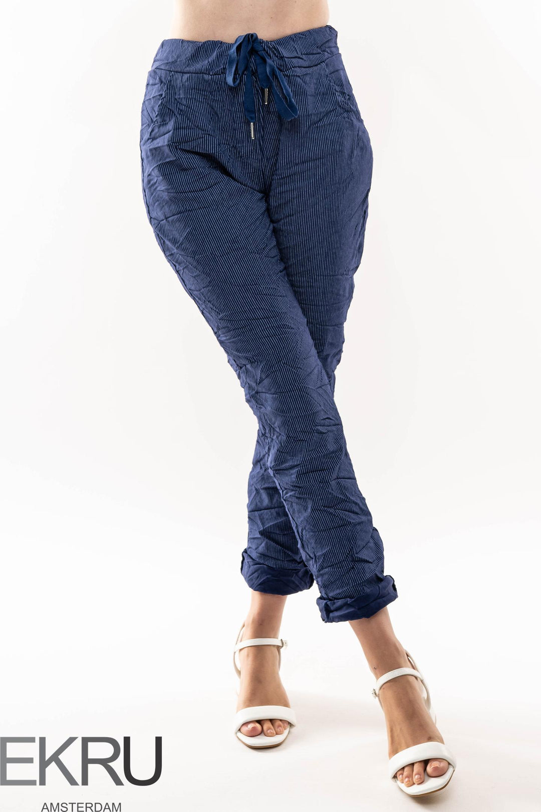 Euro Crinkle Travel Pant Stripes - Breathable Naturals | Glam & Fame Clothing