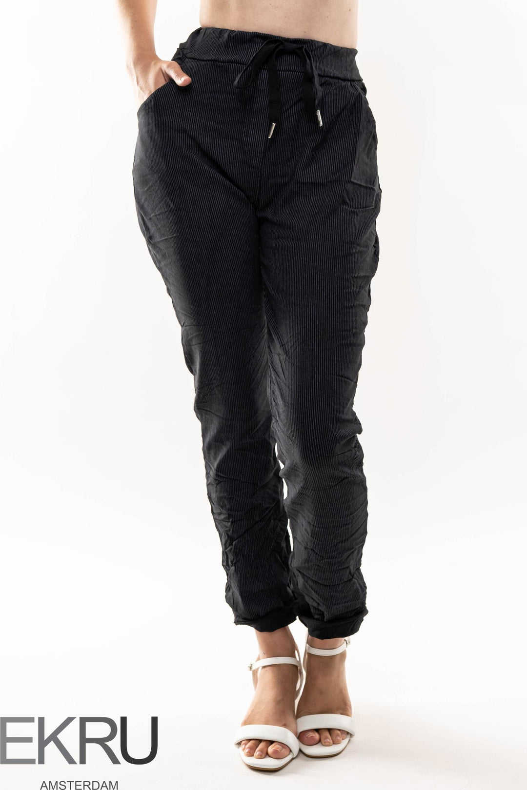 Euro Crinkle Travel Pant Stripes - Breathable Naturals | Glam & Fame Clothing