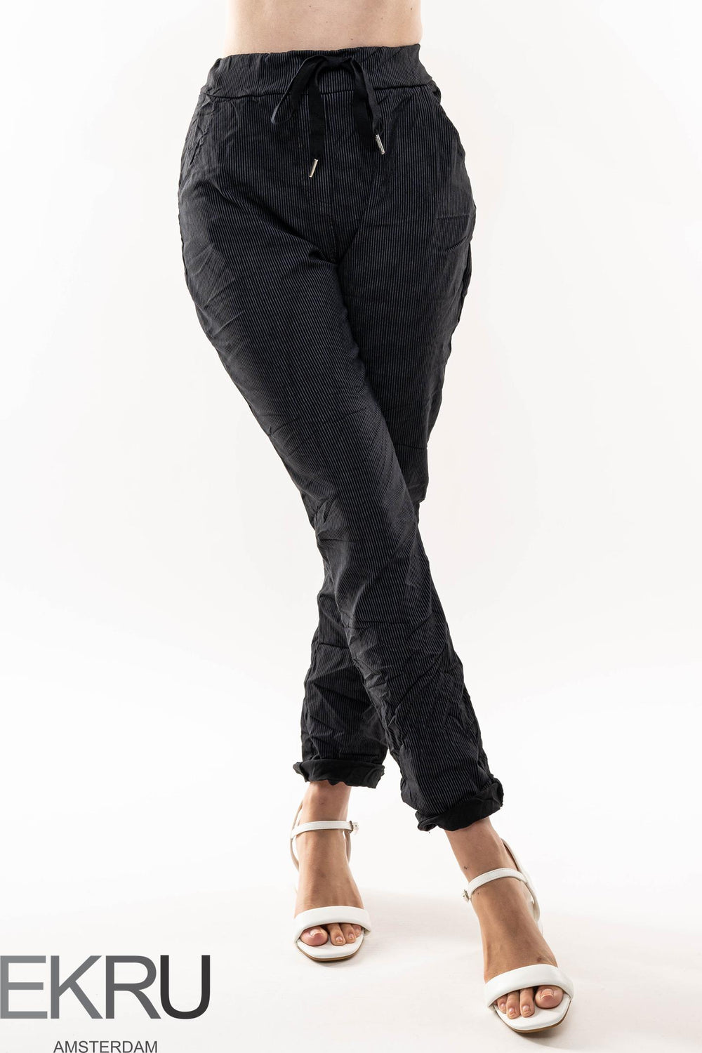 Euro Crinkle Travel Pant Stripes - Breathable Naturals | Glam & Fame Clothing