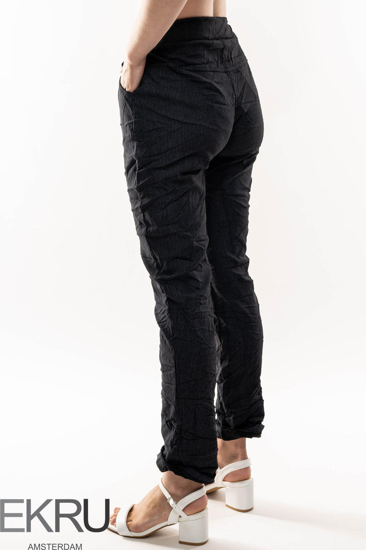 Euro Crinkle Travel Pant Stripes - Breathable Naturals | Glam & Fame Clothing
