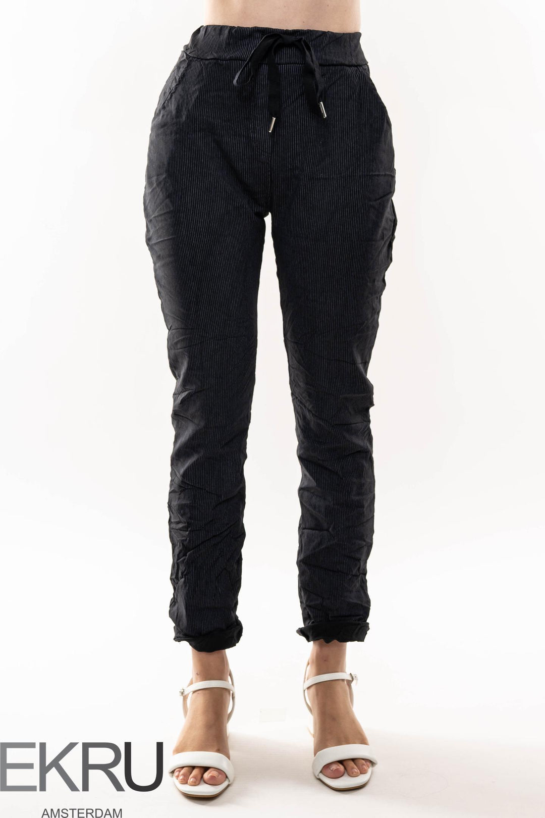 Euro Crinkle Travel Pant Stripes - Breathable Naturals | Glam & Fame Clothing