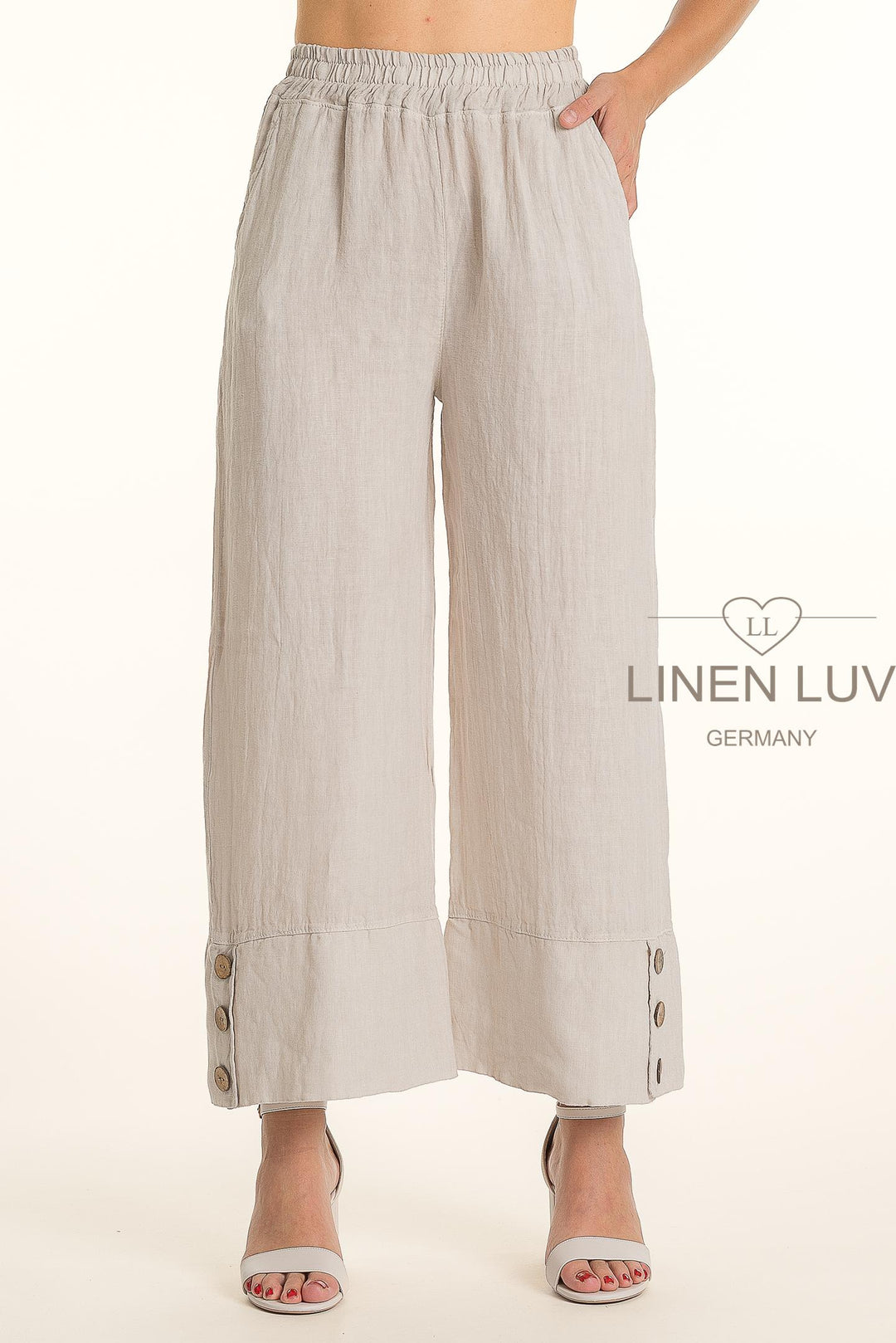French Linen Wide Leg Button Pants - Breathable Naturals | Glam & Fame Clothing