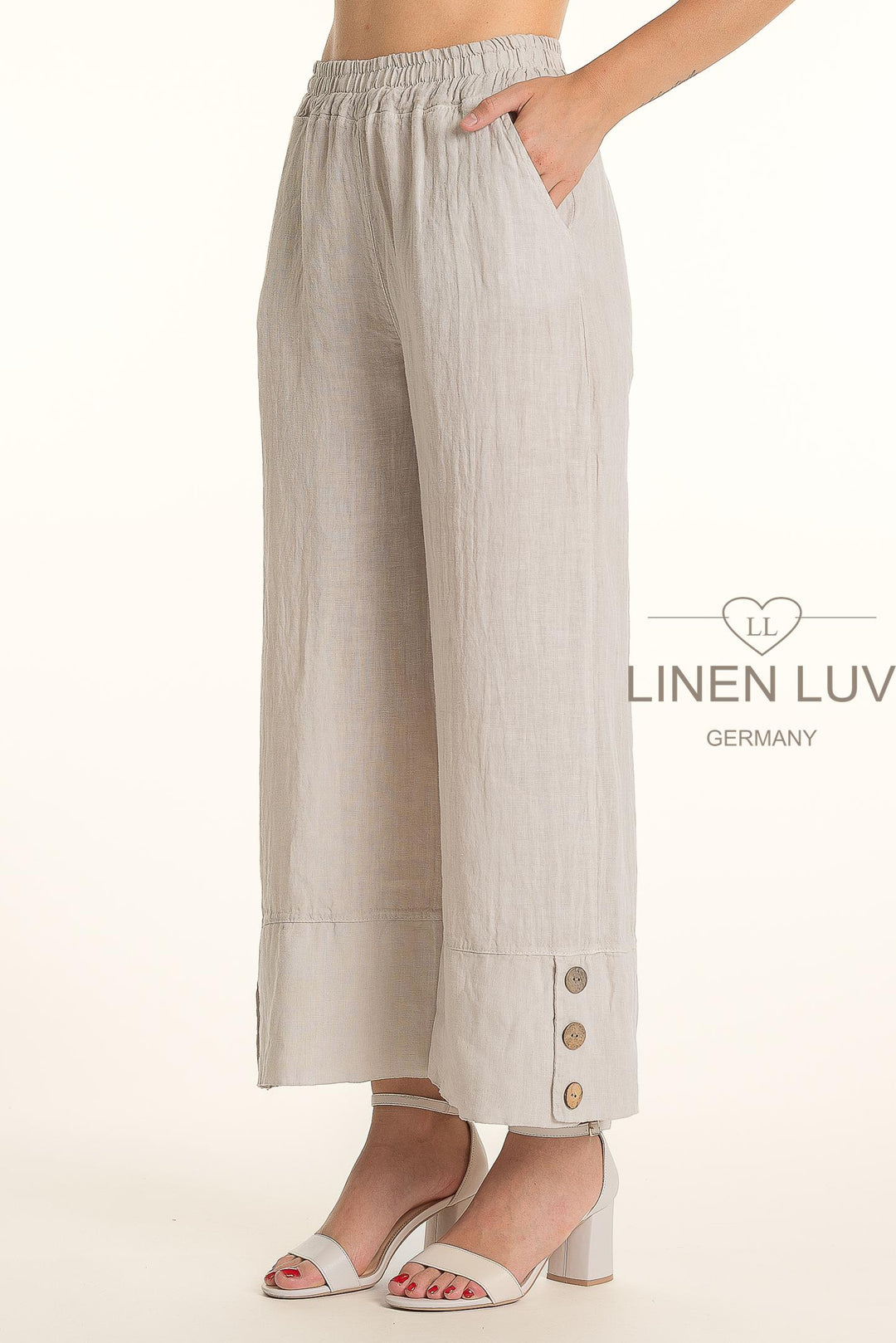 French Linen Wide Leg Button Pants - Breathable Naturals | Glam & Fame Clothing
