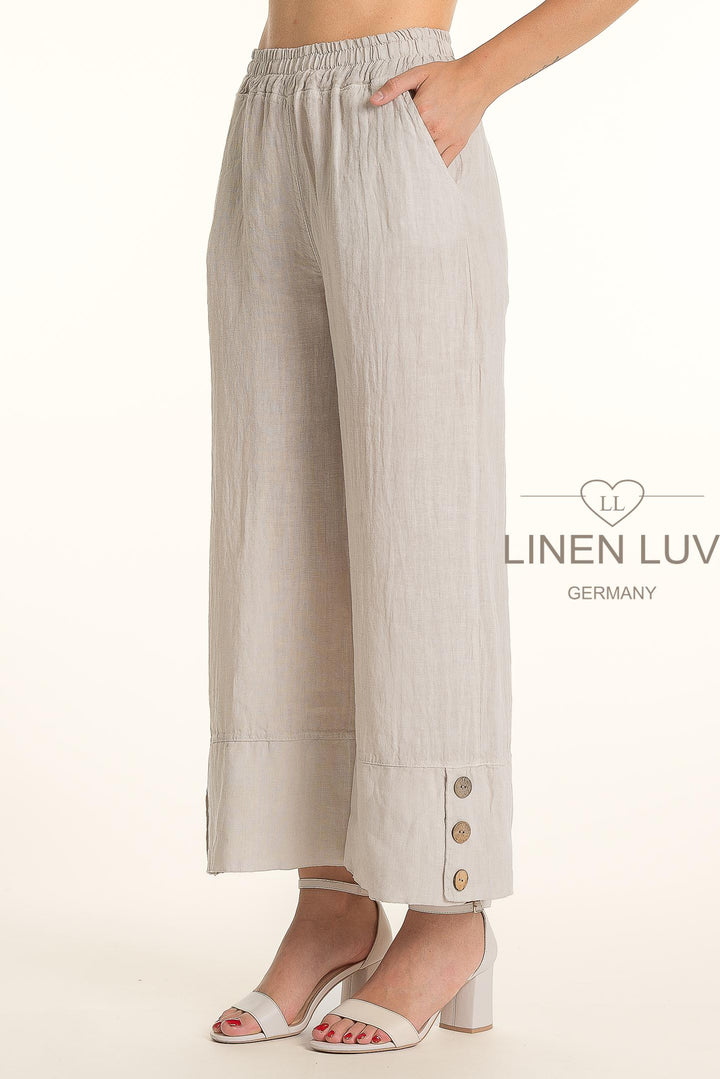 French Linen Wide Leg Button Pants - Breathable Naturals | Glam & Fame Clothing