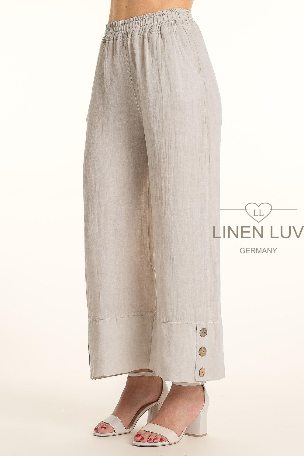 French Linen Wide Leg Button Pants - Breathable Naturals | Glam & Fame Clothing
